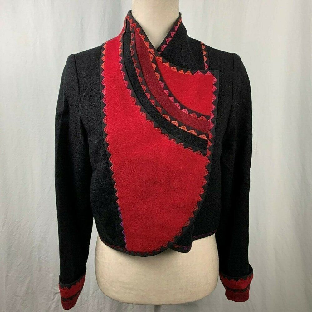 Sarmite Wearable Art Jacket Blazer S Black Red